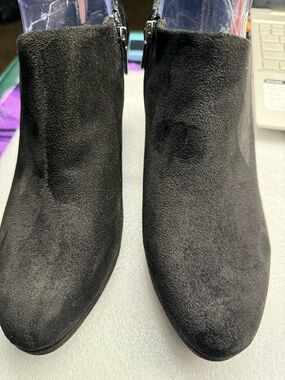 Xappeal Black Suede Ankle Booties with Side Zip